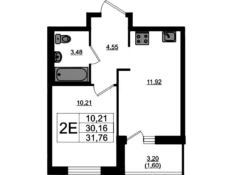 1-комнатная квартира 31.76 м², 17/17 эт., ЖК «Стороны Света 2»